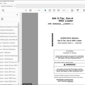 John Deere 644 G-Tier, Gen-A 4WD Loader Operator's Manual PDF