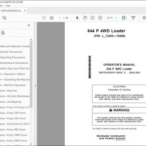 John Deere 644 P 4WD Operator's Manual OMT453608X019 PDF