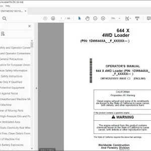 John Deere 644 X 4WD Loader Operator's Manual OMT483921X019 - PDF DOWNLOAD