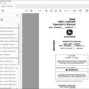John Deere 644K 4WD LOADER Operator's Manual - PDF DOWNLOAD
