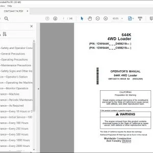 John Deere 644K 4WD Loader Operator's Manual OMT344174 - PDF DOWNLOAD