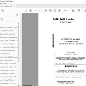 John Deere 644L 4WD Loader Operator's Manual OMT426946X19 PDF