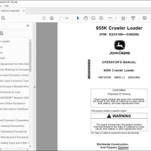 John Deere 655K Crawler Loader Operator's Manual OMT327049 PDF