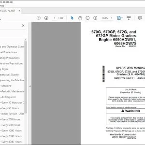 John Deere 670G, 670GP, 672G & 672GP Graders Operator's Manual PDF