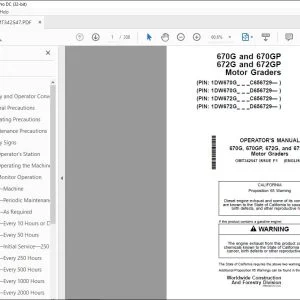 John Deere 670G & 670GP 672G & 672GP Graders Operator's Manual PDF
