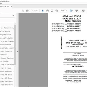 John Deere 670G & 670GP 672G & 672GP Graders Operator's Manual PDF