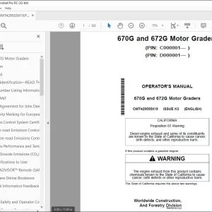 John Deere 670G & 672G Motor Graders Operator's Manual PDF
