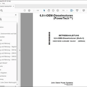 John Deere 6,8-l-OEM-Dieselmotoren BETRIEBSANLEITUNG OMDZ108058 PDF