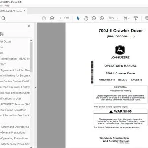 John Deere 700J-II Crawler Dozer Operator's Manual OMT392867X19 PDF