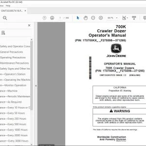 John Deere 700K Crawler Dozers Operator's Manual OMT355957X19 PDF