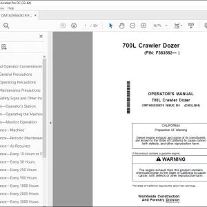 John Deere 700L Crawler Dozer Operator's Manual OMT409550X19 PDF