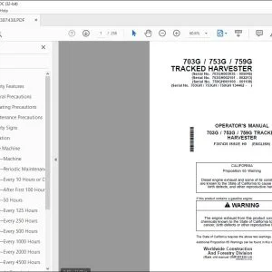 John Deere 703G / 753G / 759G TRACKED Harvester Operator's Manual PDF