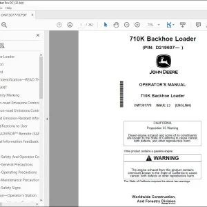 John Deere 710K Backhoe Loader Operator's Manual OMT307770 PDF
