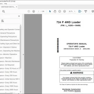 John Deere 724 P 4WD Loader Operator's Manual OMT453610X019 PDF