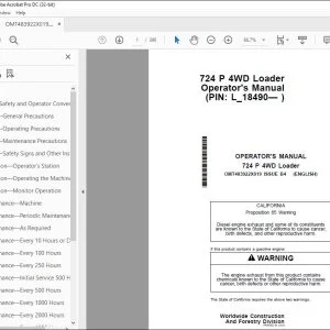 John Deere 724 P 4WD Loader Operator's Manual OMT483922X019 PDF