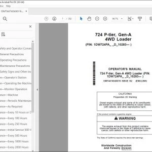 John Deere 724 P-tier, Gen-A 4WD Loader Operator's Manual PDF