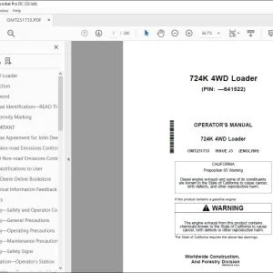 John Deere 724K 4WD Loader Operator Manual OMT231733 - PDF DOWNLOAD