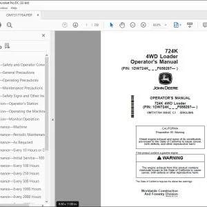 John Deere 724K 4WD Loader Operator's Manual OMT317764 - PDF DOWNLOAD