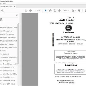 John Deere 744 P 4WD Loader Operator's Manual OMT461920X019 PDF