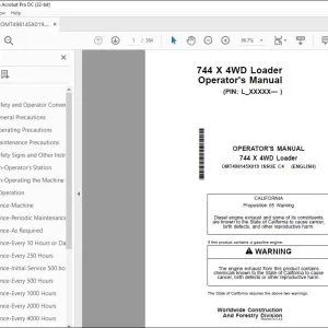 John Deere 744 X 4WD Loader Operator's Manual OMT498145X019 PDF