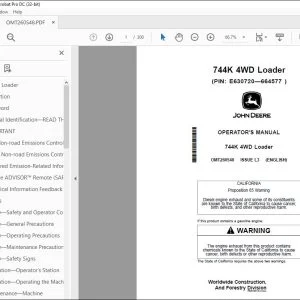 John Deere 744K 4WD Loader Operator's Manual OMT260548 - PDF DOWNLOAD