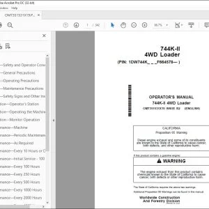 John Deere 744K-II 4WD Loader Operator's Manual OMT351531X19 PDF