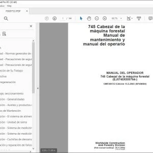 John Deere 745 Cabezal de la maquina forestal MANUAL DEL OPERADOR PDF