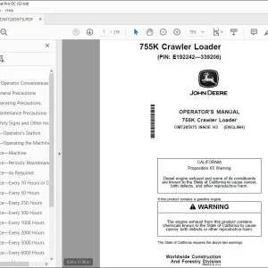 John Deere 755K Crawler Loader Operator's Manual OMT285975 PDF