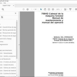John Deere 758HD Cabezal de la maquina forestal  MANUAL DEL OPERADOR PDF