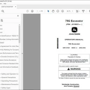 John Deere 75G Excavator Operator's Manual OMT337609 - PDF DOWNLOAD