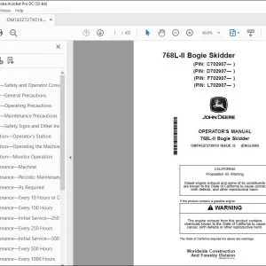 John Deere 768L-II Bogie Skidder Operator's Manual OMT432727X019 PDF
