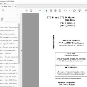 John Deere 770 P & 772 P Graders Operator's Manual OMT494132X019 PDF