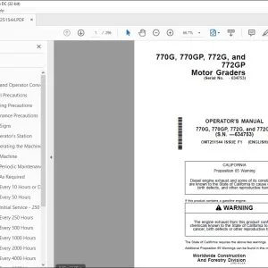 John Deere 770G, 770GP, 772G & 772GP Graders Operator's Manual PDF
