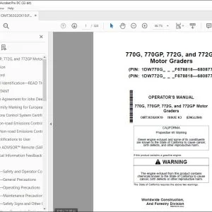 John Deere 770G 770GP 772G & 772GP Operator's Manual OMT363020X19 PDF