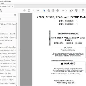 John Deere 770G, 770GP, 772G & 772GP Operator's Manual OMT390957X19  PDF