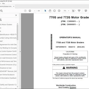 John Deere 770G & 772G Graders Operator's Manual OMT429556X19 PDF