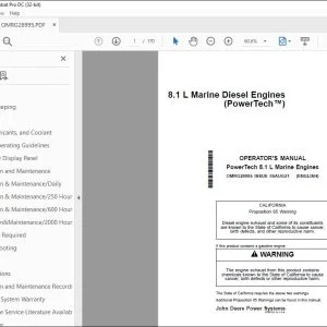 John Deere 8.1 L Marine Diesel Engines Operator's Manual PDF