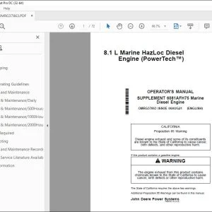 John Deere 8.1 L Marine HazLoc Engine Operator's Manual PDF