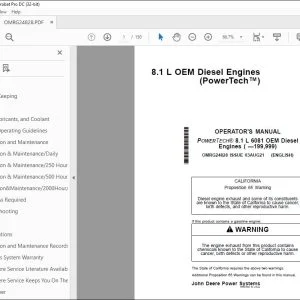 John Deere 8.1 L OEM Diesel Engines Operator's Manual PDF