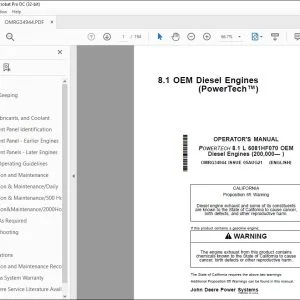 John Deere 8.1 OEM Diesel Engines (PowerTech™) Operator's Manual PDF