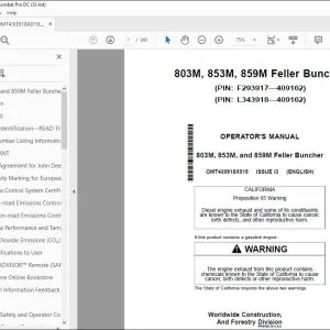 John Deere 803M, 853M & 859M Buncher Operator's Manual OMT430918X019 PDF