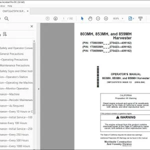 John Deere 803MH, 853MH & 859MH Harvester Operator's Manual PDF