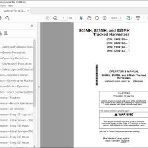 John Deere 803MH, 853MH & 859MH Operator's Manual OMT444764X019 PDF