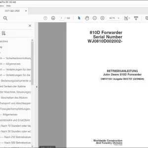 John Deere 810D Forwarder BETRIEBSANLEITUNG OMF071561 - PDF DOWNLOAD