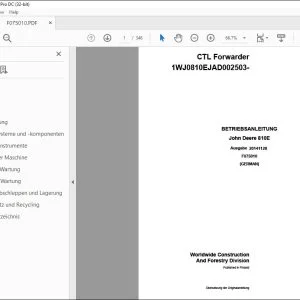 John Deere 810E CTL Forwarder BETRIEBSANLEITUNG F075010 – PDF DOWNLOAD