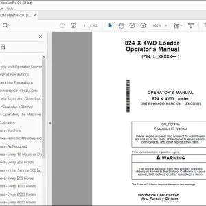 John Deere 824 X 4WD Loader Operator's Manual OMT498146X019 PDF