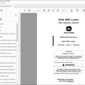 John Deere 824K 4WD Loader Operator's Manual OMT260590 - PDF DOWNLOAD
