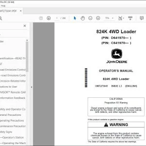John Deere 824K 4WD Loader Operator's Manual OMT275041 - PDF DOWNLOAD