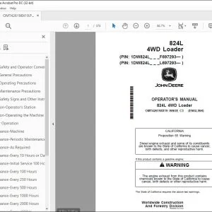 John Deere 824L 4WD Loader Operator's Manual OMT426198X19 - PDF DOWNLOAD