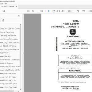 John Deere 824L 4WD Loader Operator's Manual OMT426214X19 PDF